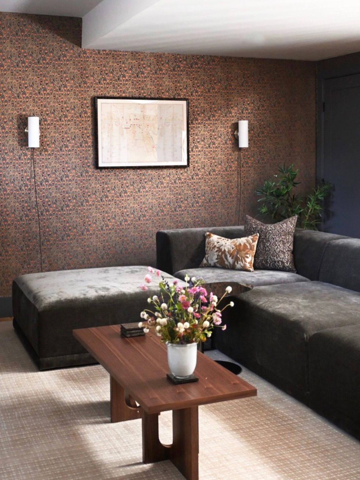 View Faible 4-Piece Grey Performance Velvet Deep Depth Sectional Sofa with Right-Arm - image 13 of 13