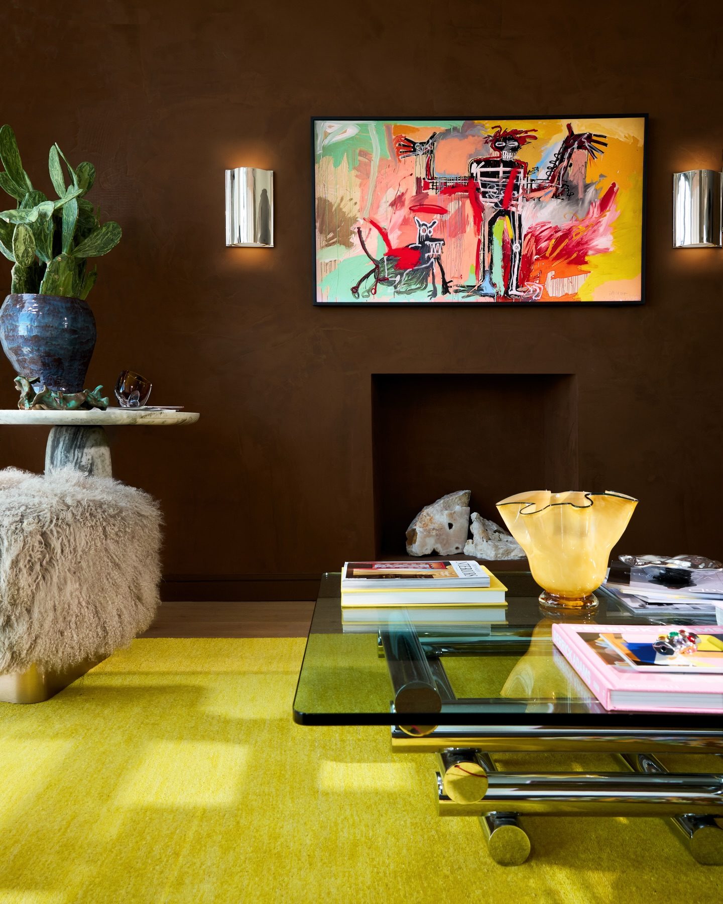 View Bozzi Taupe Mongolian Sheepskin Ottoman - image 9 of 11