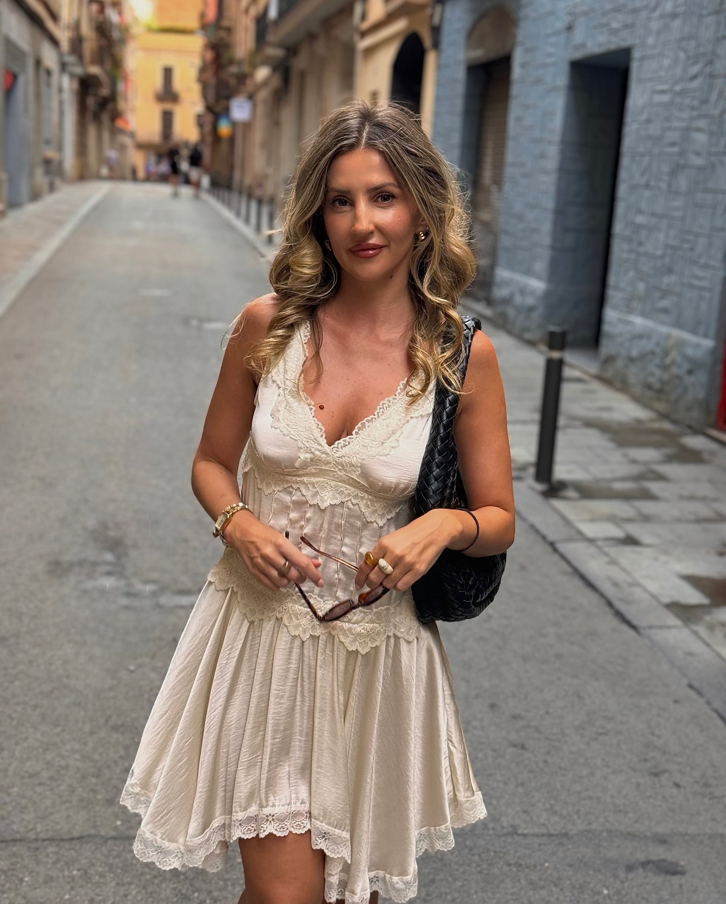 Street Style Outfit Vestido Lencero Vestido Lencero Curto Encaje