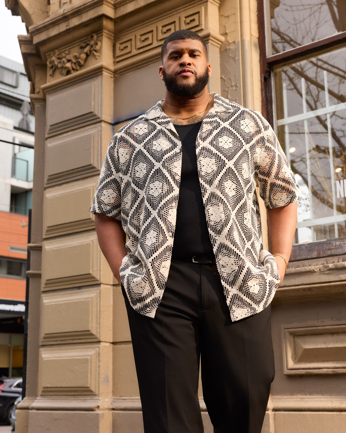 Crochet done right. The Ios Relaxed Shirt is built for statement days out.
#bigandtall #johnnybigg #menswear #style #fashion