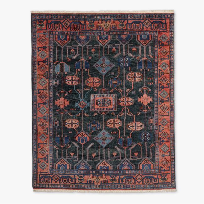 Eros Hand-Knotted Red and Blue Area Rug 8'x10' + Reviews | CB2 Canada